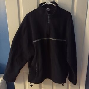 Black Fleece Pullover with Gray Stripe